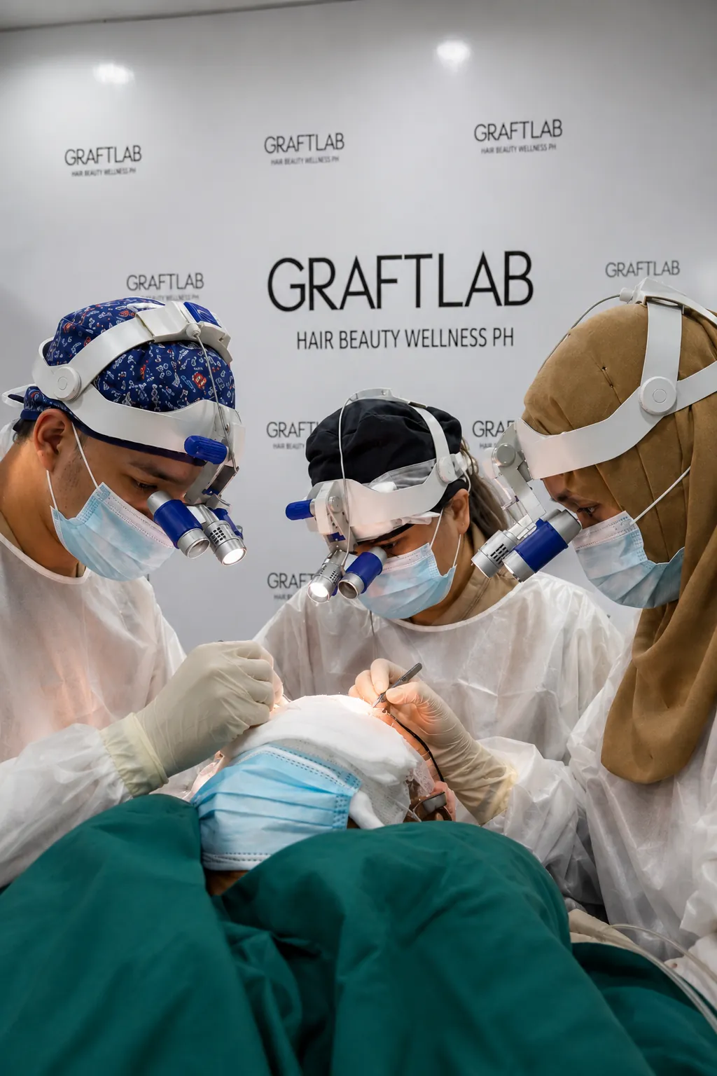 GraftLab surgical team performing a hair transplant procedure in Manila